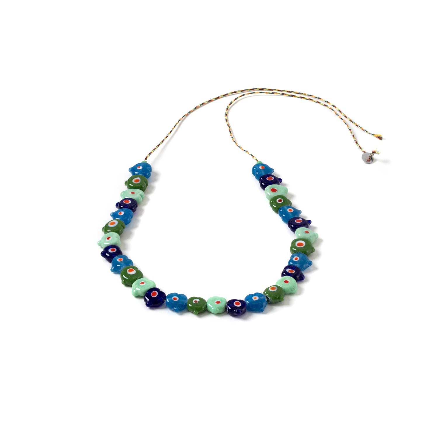 Bead Necklace Multi Heart Blue