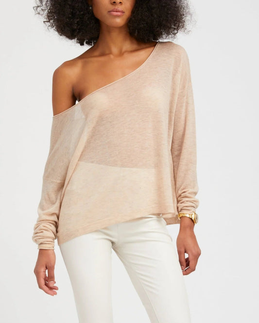 Wheat Tissue Cashmere Off-Shoulder Top