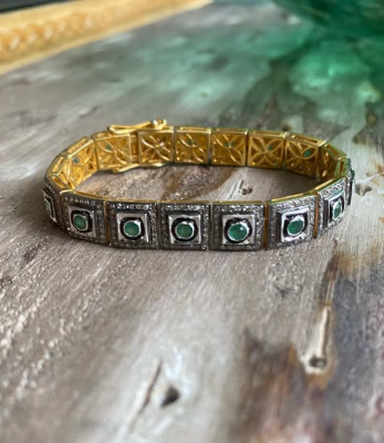 Diamond Polki And Emerald Bracelet