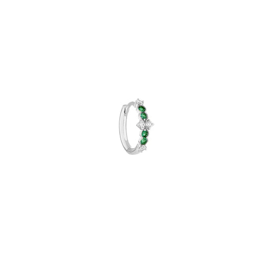 Hope Mini Hoop White Gold Diamond & Emerald