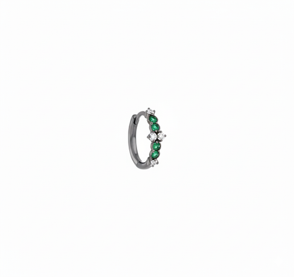 Hope Mini Hoop Black Gold Diamond & Emerald