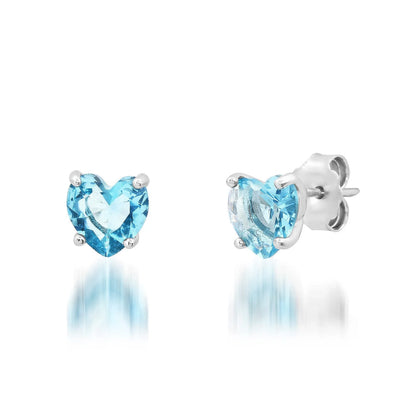 Glass Heart Studs Aqua