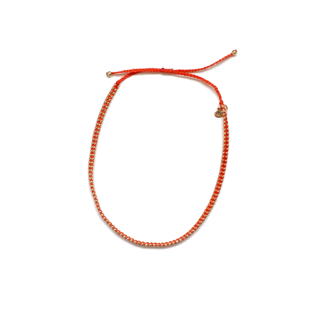 Handmade Woven Gold Chain Bracelet Orange