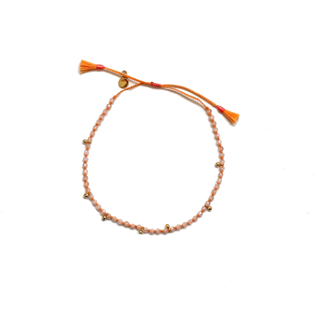 Handmade Semi-Precious Knotted Bracelet Peach