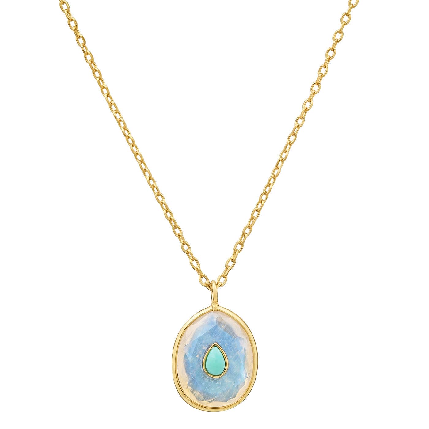 Pearl and Opal Oval Pendant Necklace