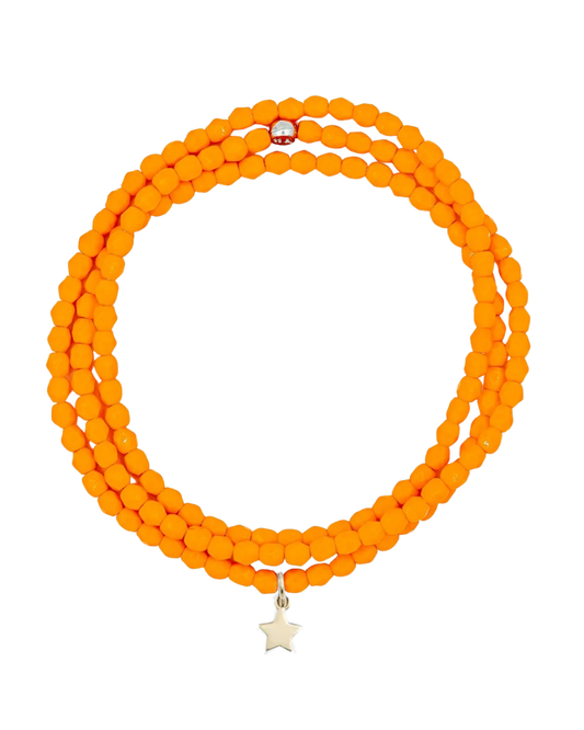 Orange Bracelet Necklace with Star Pendant
