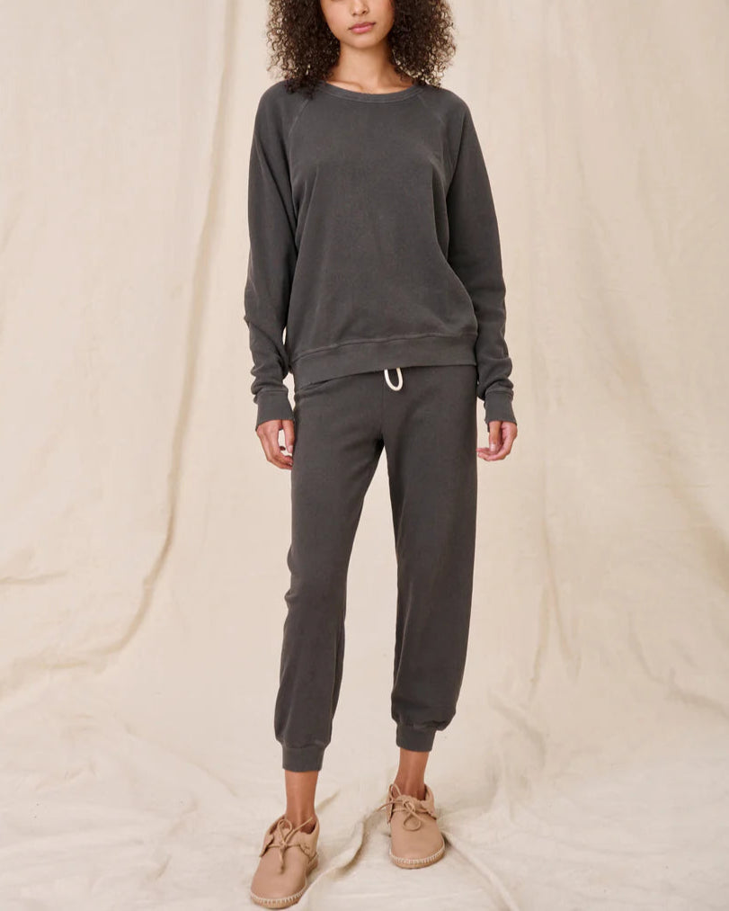 College Sweatshirt Washed Black