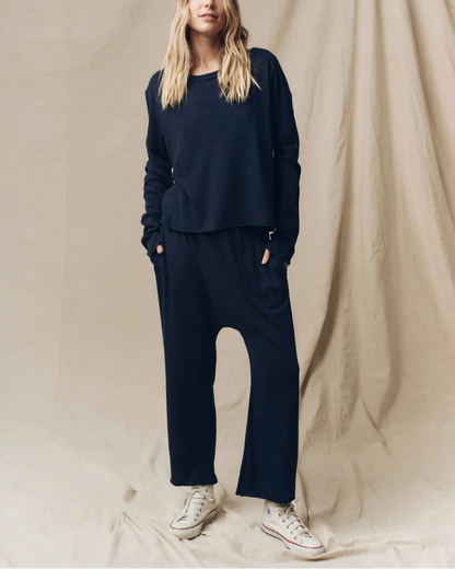 Longsleeve Crop Tee True Navy