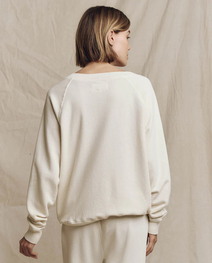 V-Neck Sweatshirt Washed White
