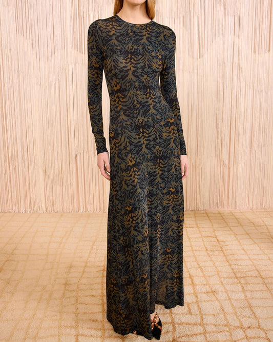 Amari Jersey Long Sleeve Dress Desert Jasper
