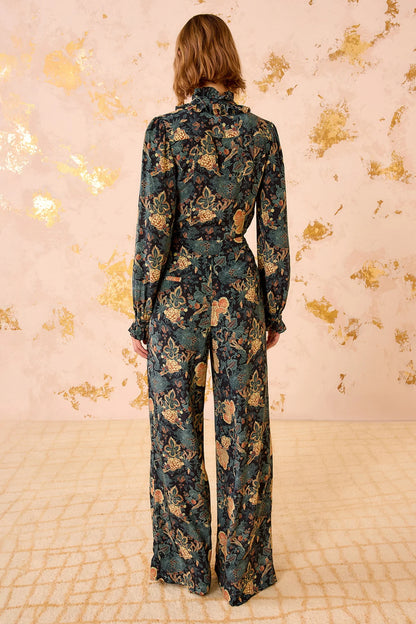 Aviva Silk High Waist Wide Leg Pant Nuit