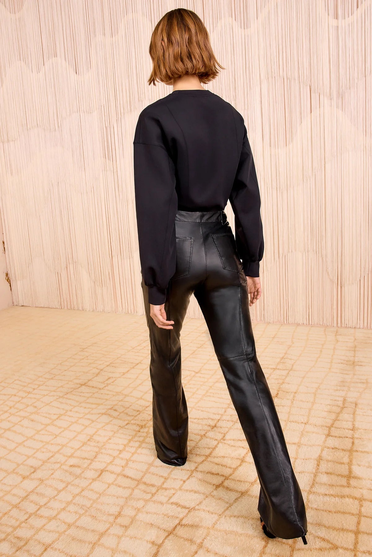 Kadin Leather Mid-Rise Pant Noir