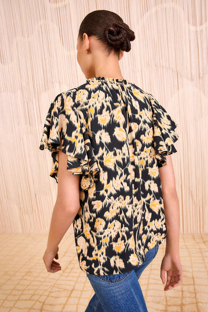 Lilo Flutter Sleeve Blouse Tourmaline