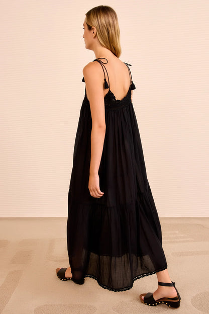 Linnea Coverup Dress with Crochet Detail Noir