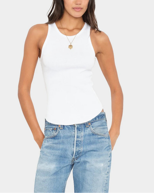 White Arynn Fine Rib Tank Top