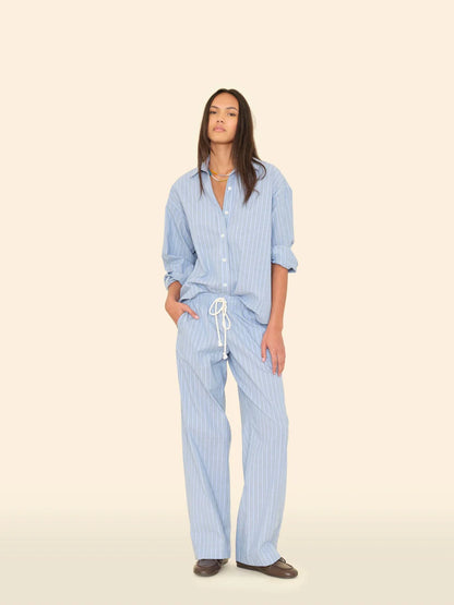Chambray Teal Stripe Brinna Pant