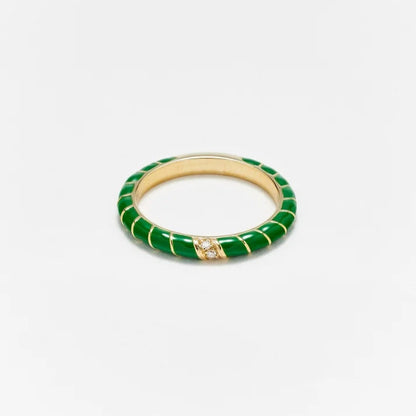 Green Malachite and Gold Mini Twisted Wedding Band