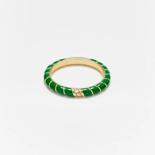 Green Malachite and Gold Mini Twisted Wedding Band