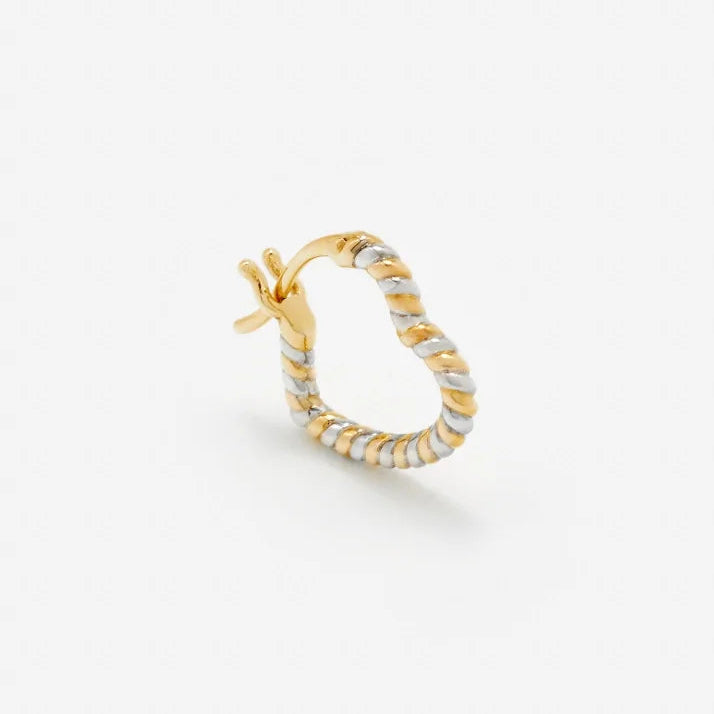 Mini Twisted Gold Heart Hoop Earring