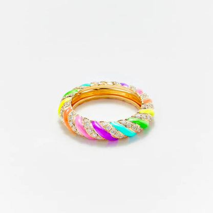 Rainbow Enamel Wedding Band