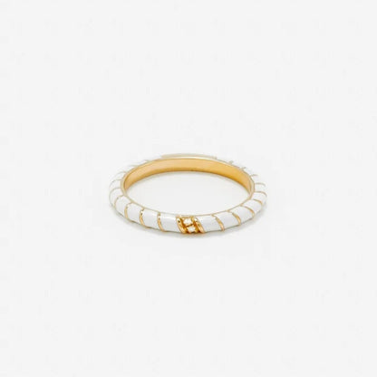 White and Gold Mini Twisted Wedding Band