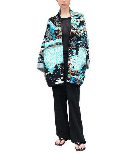 New York Short Cotton Jacquard Cardigan