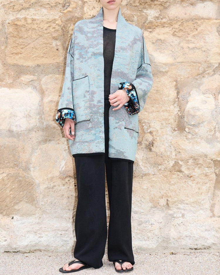 New York Short Cotton Jacquard Cardigan