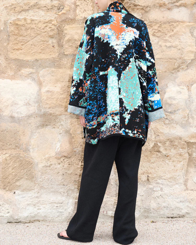 New York Short Cotton Jacquard Cardigan