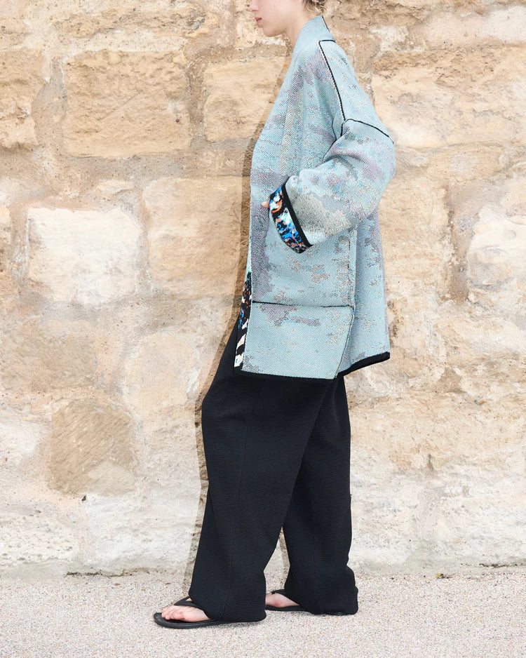 New York Short Cotton Jacquard Cardigan