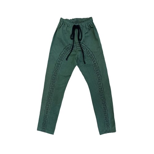 Ringo Pants from Monoki is cotton trousers embroidered with patchwork inserts.