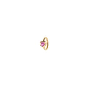 Creole hoop and heart Pink sapphire
